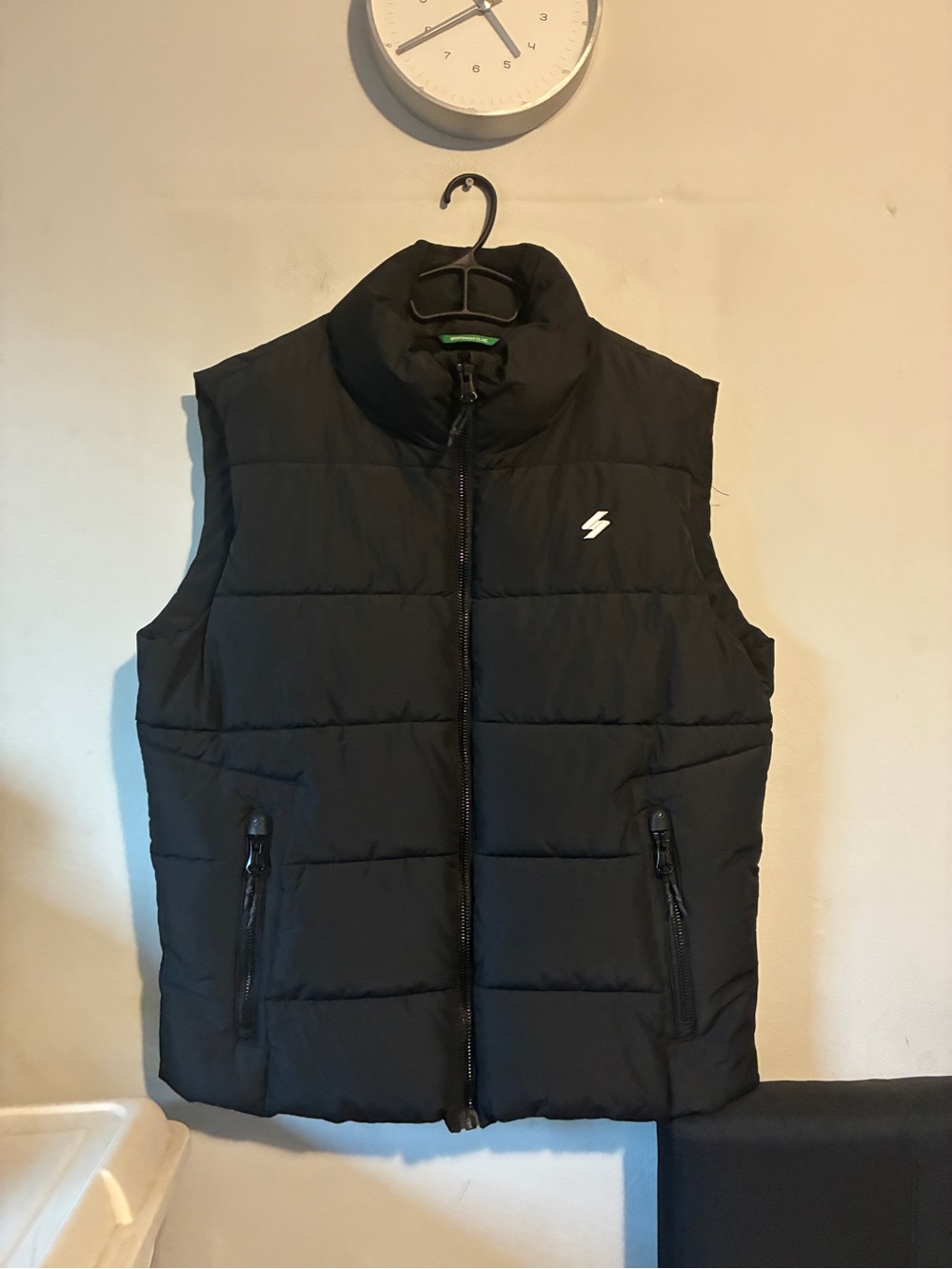 Superdry Black Quilted Puffer Vest - Men's Insulated Zip Vest